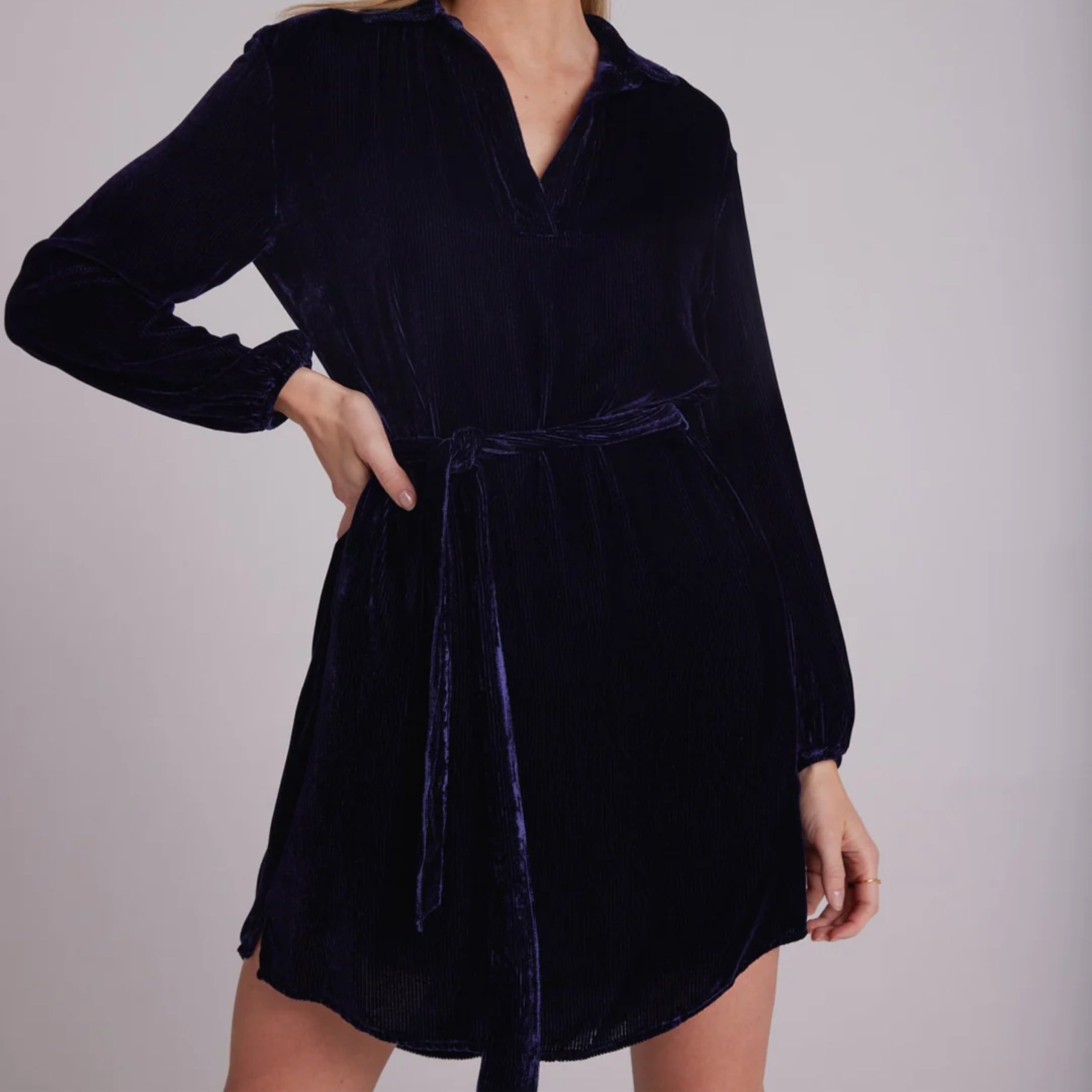 Velvet Corduroy Tunic Dress Winter Navy Line Mullins Group INTERIOR